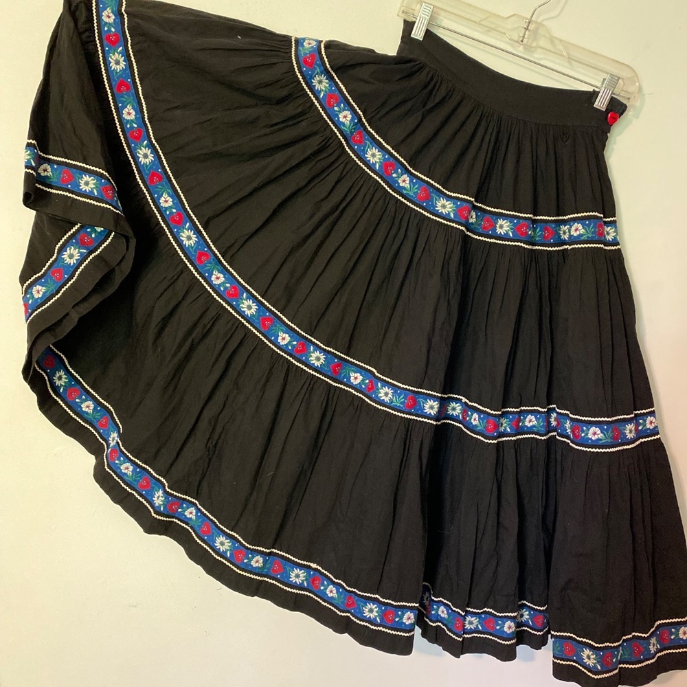 1950s Vtg from Santa Fe Tiered Long Patio Circle Skirt Black Sz Small Southwest - Picture 2 of 8